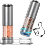 USB-C Rechargeable Pepper Grinder - 6 Adjustable Settings, Stainless Steel