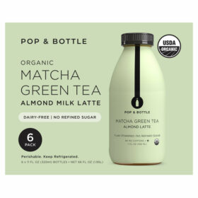 Pop & Bottle Matcha Green Tea Almond Milk Latte, 11 oz, 6-count
